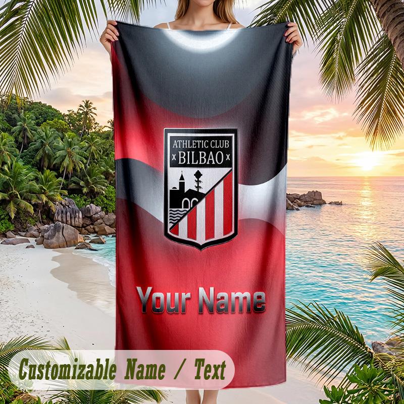 Beach Towel Athletic Bilbao FC Print Custom Name Text Soft Towel for Swimming Pool