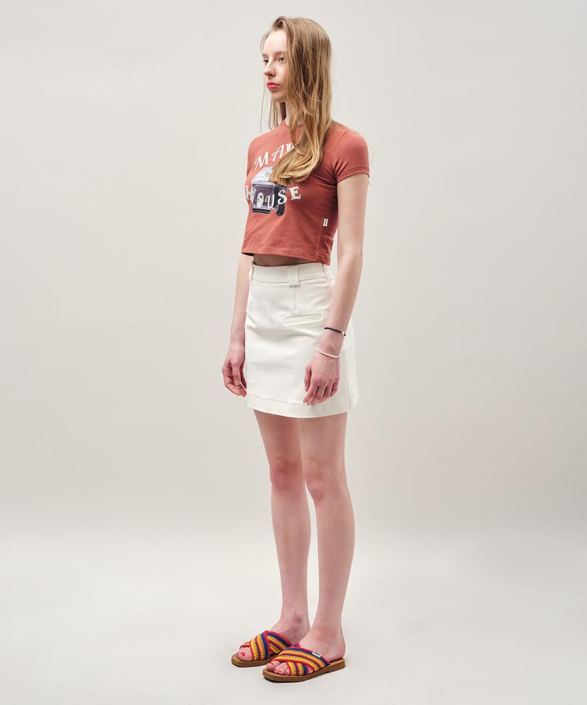 Mayol Symbol Embroidered Mini Skirt_Ivory