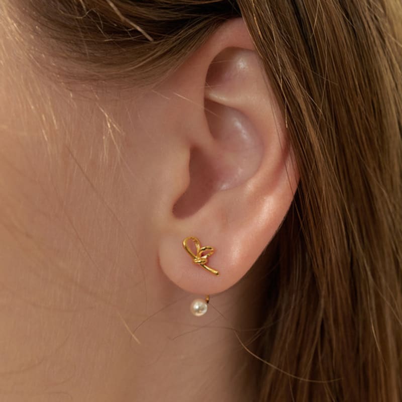 TATIANA (925 Silver) Ballerina Ribbon Pearl Ear Jacket Earrings EC3093