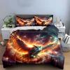 Fiery Owl Cosmic Decor Set Bedding Set With 1 Duvet Cover 2 Pillowcases Single Double King Queen, Gift
