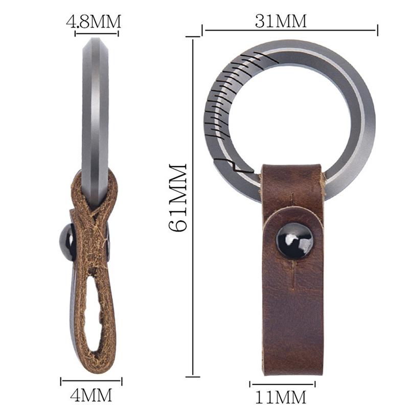 Titanium Alloy Leather Waist Belt Buckle Keychain Car Pendant Edc Outdoor Tool Men Women Luxury Accessories Gifts