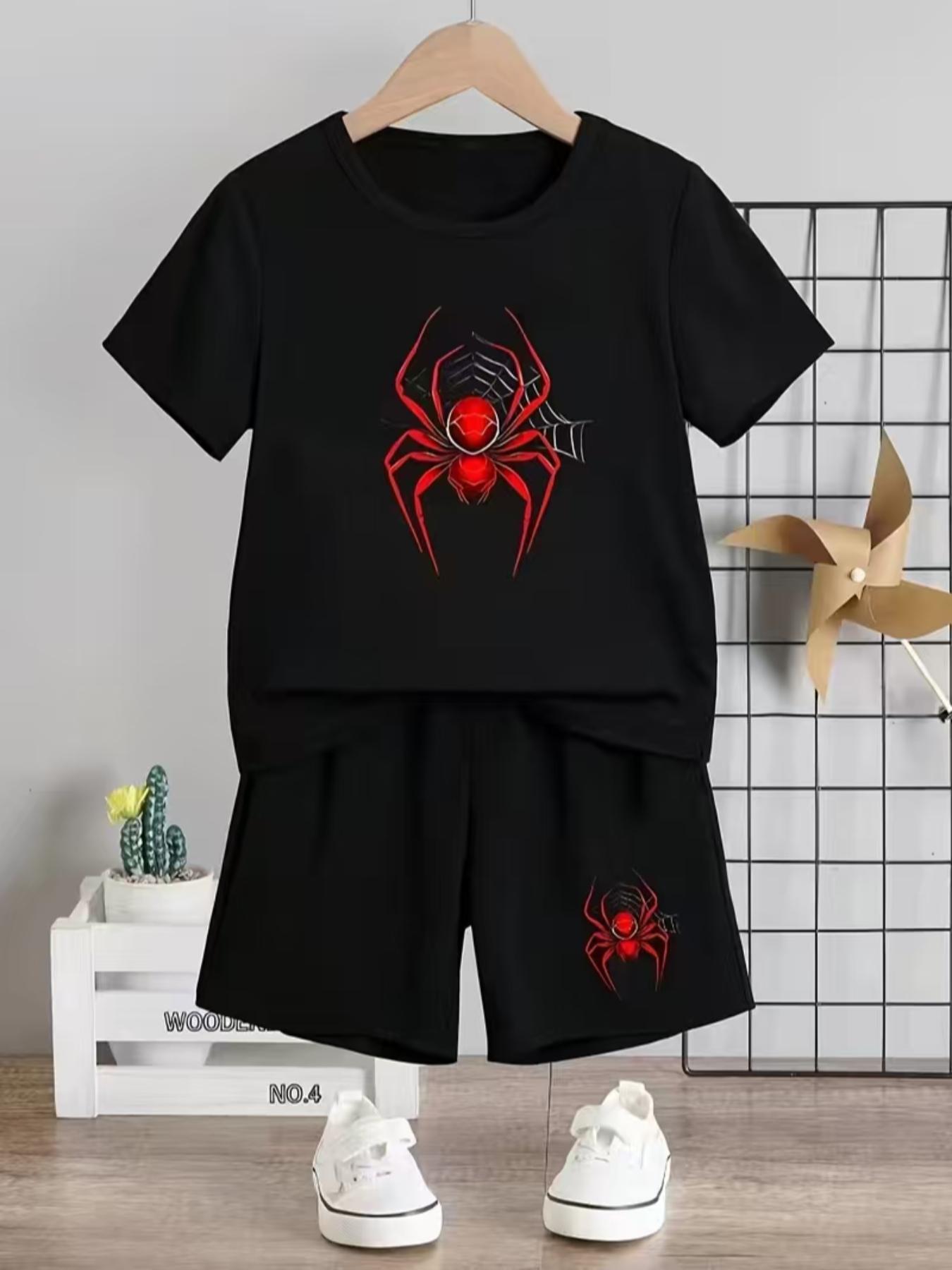 

Children s Summer Set - Short-Sleeved Shorts Spider Print T-Shirt. Perfect Daily Wear Versatile Occasions. Ideal Birthday Gift 100