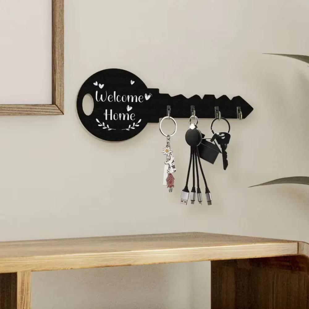 1 Piece Bohemian Style Country Wooden Key Stand with Shelf and Hook - Easy To Install, Space-Saving Wall-Mounted Organizer for Keys, Jackets and More
