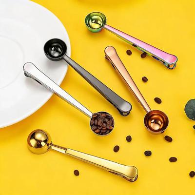 Stainless Steel 2-in-1 Coffee Spoon & Sealing Clip for Baking and Milk Powder