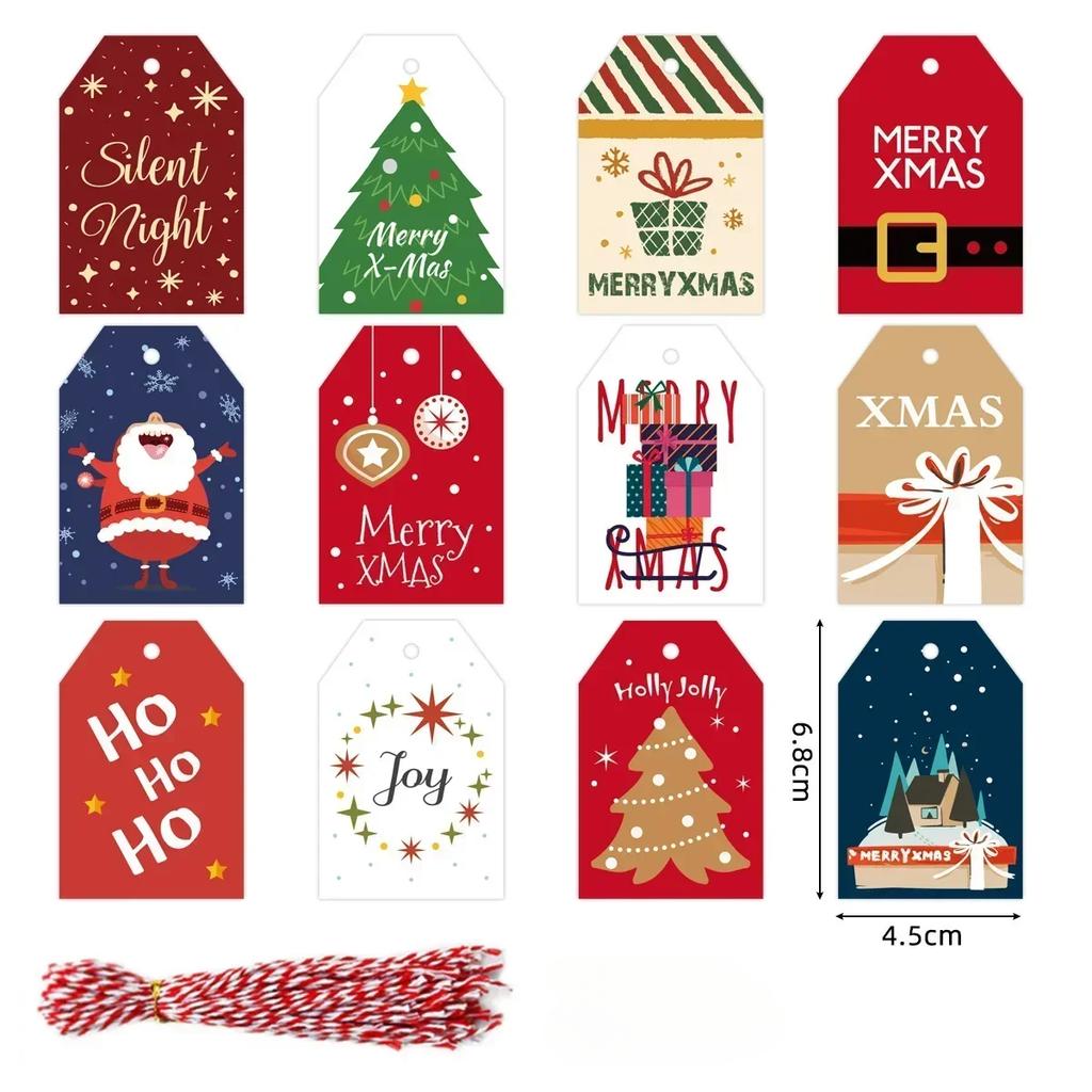 48 Sheets Christmas Cartoon Tag Christmas Trees Decoration Wishing Card Gift Pendant Festival Multicolour Pattern Greeting Card