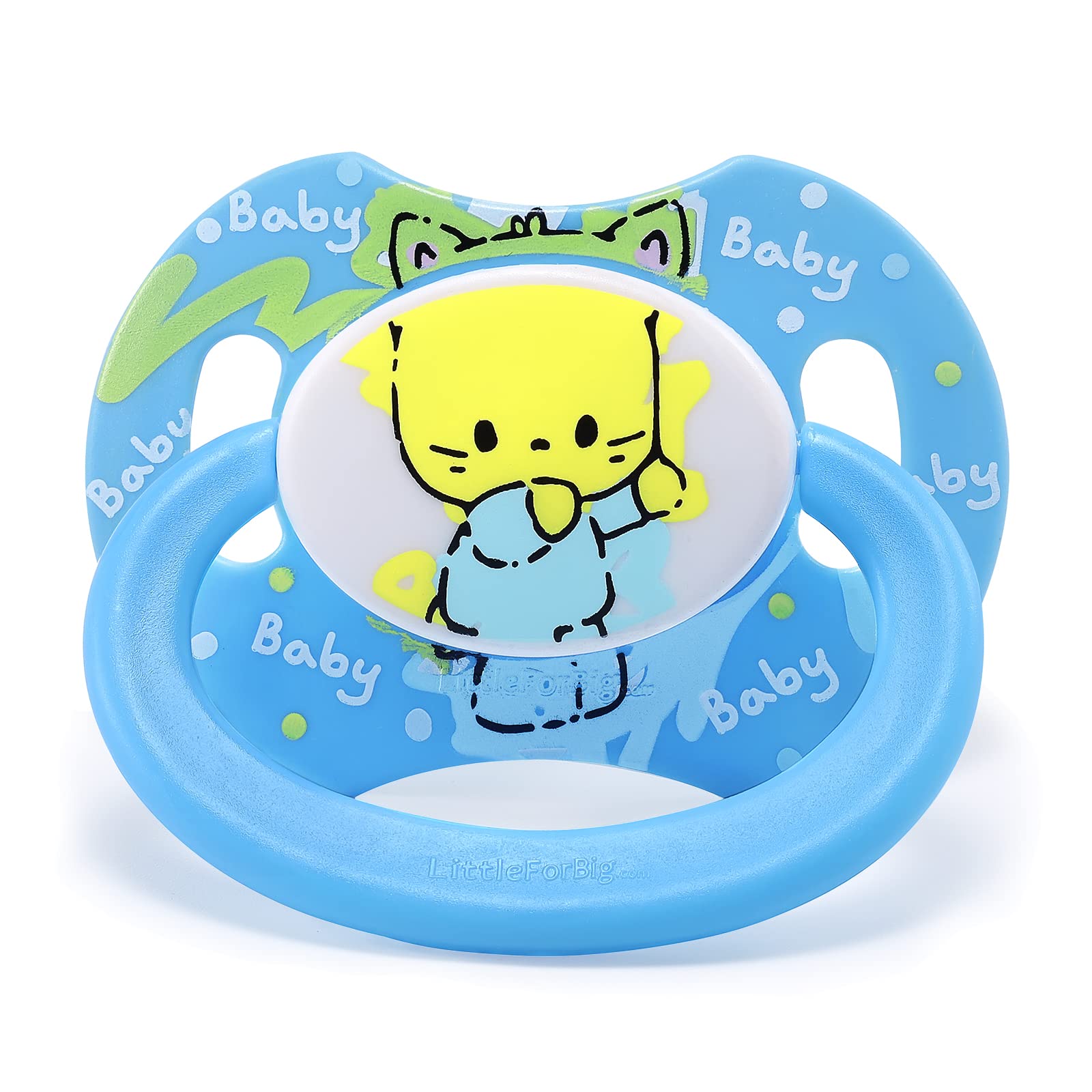 

LittleForBig Adult Pacifier, New 2nd Generation with Lid [Baby Cuties] Blue Kitty