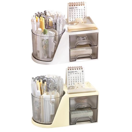 Storage Rack Degree Rotating Desk Organizer with Swivel Pencil Holder 360 4 Compartments Drawers Stationery