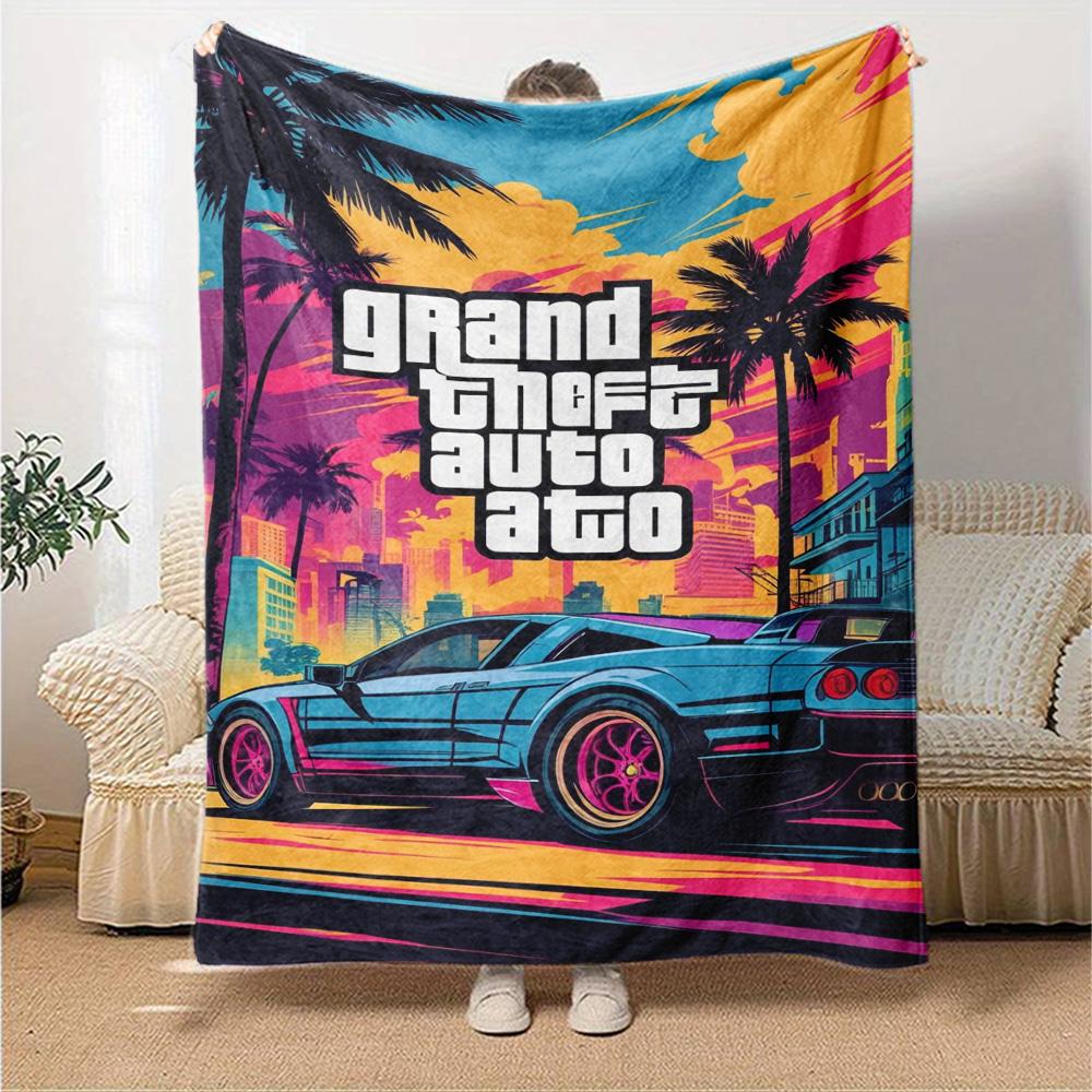 Grand Theft Auto Blanket Soft & Cozy Great for Sofa Chair Seaside All-Season Use Warmthful Decor Unique Gift for Family and Friends Camping