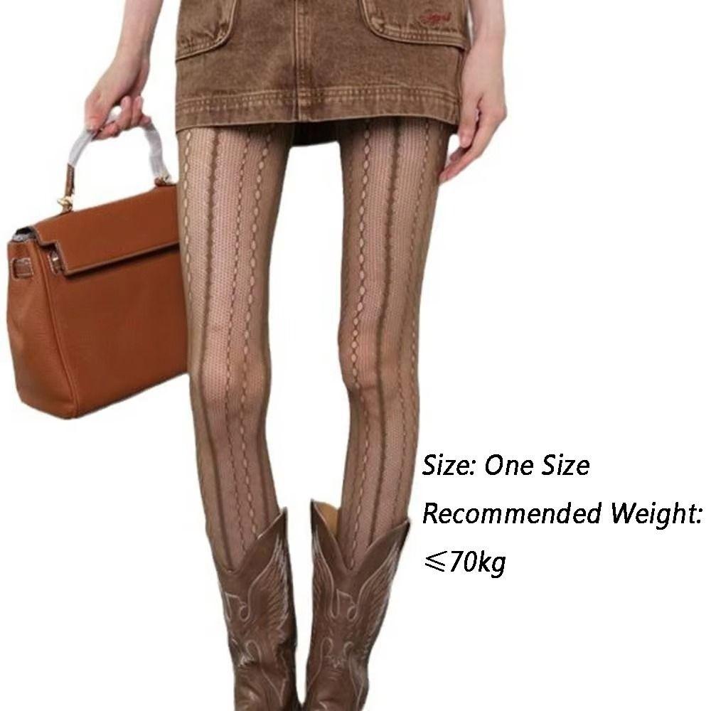 Sexy Hollowed Fishnet Pantyhose Elastic Breathable Mesh Stockings Striped Fishnet Stockings JK Style