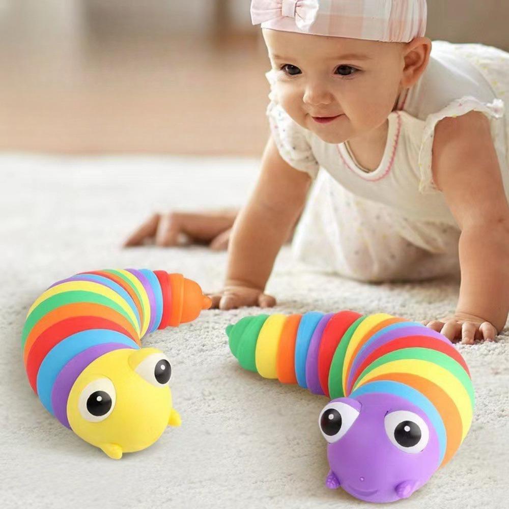 Fidget Slug Toy For Children 3D Colorful Sensory Slug Relieves Fun Decompression Toy Creative Twist Caterpillar Fidget Toys