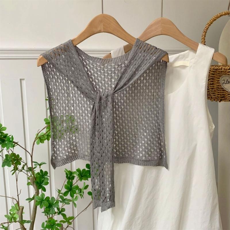 Coprispalle a Maglia Traspirante con Design 3D su Misura, Sciarpa Estiva a Rete con Foro e Finto Collo, per Ambienti Climatizzati