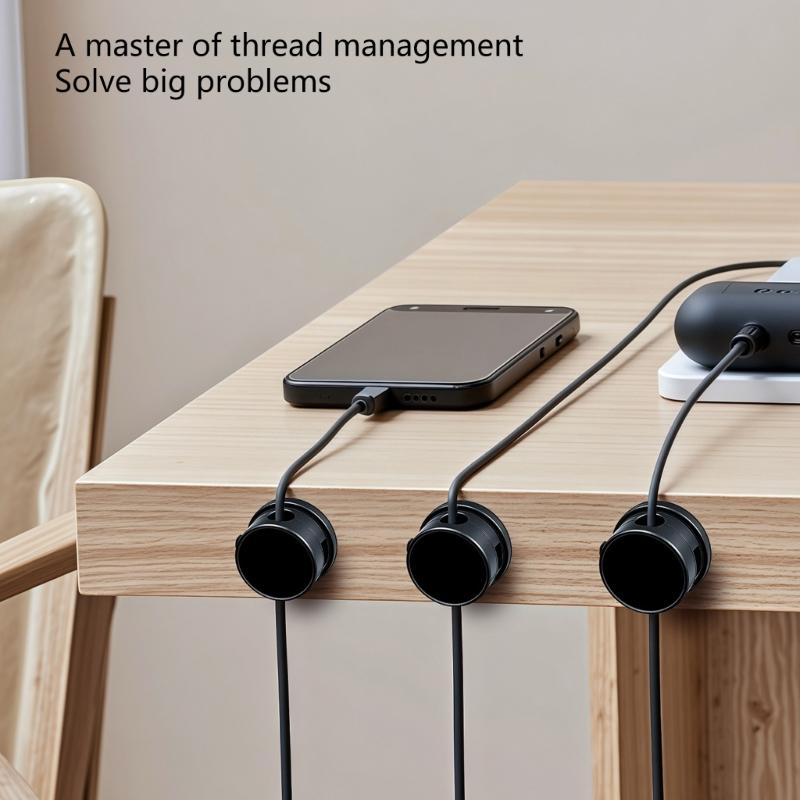 6Pieces 360 Degree Rotating Cord Keeper Magnetic Cable Organiser Adhesive Cable Clip For Desk Cable Cord Management