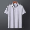 Plus Size Casual Loose Short Sleeve Men 'S Cotton Stripe T -Shirt With Slit Thin Men 'S Polo Shirt 45 -110kg