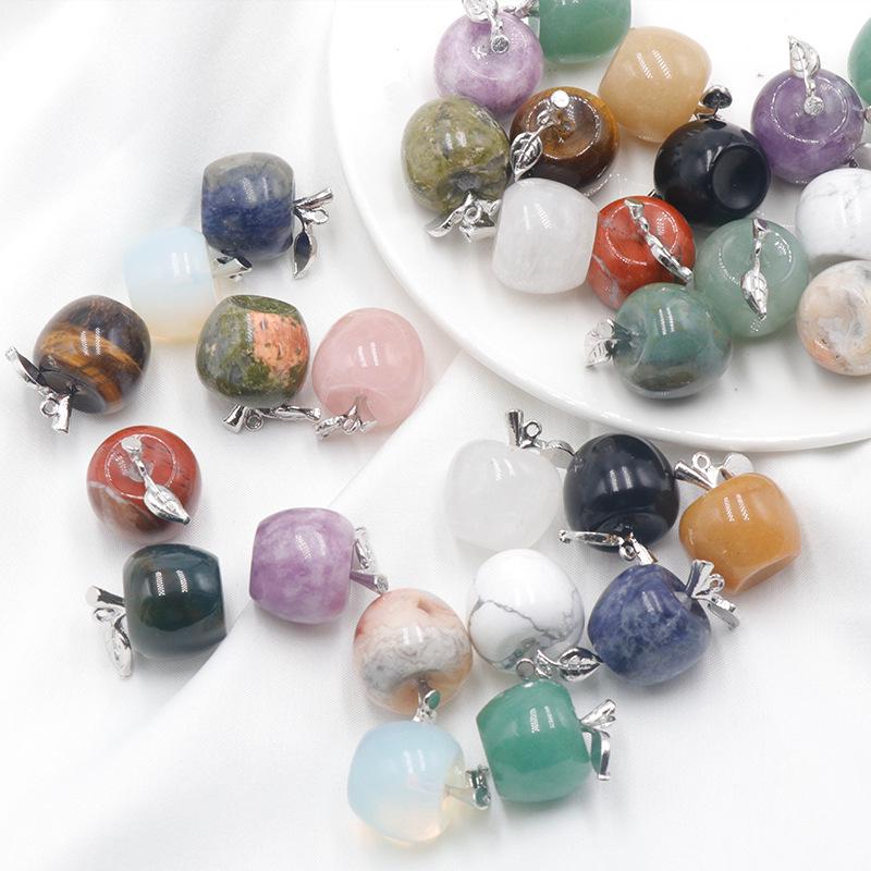 Naturkristall Achat Halbedelstein Amethyst Apfelanhänger Weihnachtsgeschenk