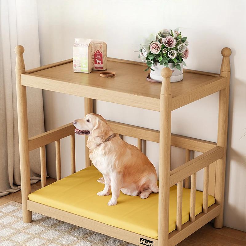 Cuccia in Legno Nordico con Sponde Rialzate Letto Principessa per Animali Domestici Rialzata Resistente all'Umidità Casetta per Gatti Materasso Rimovibile Lavabile