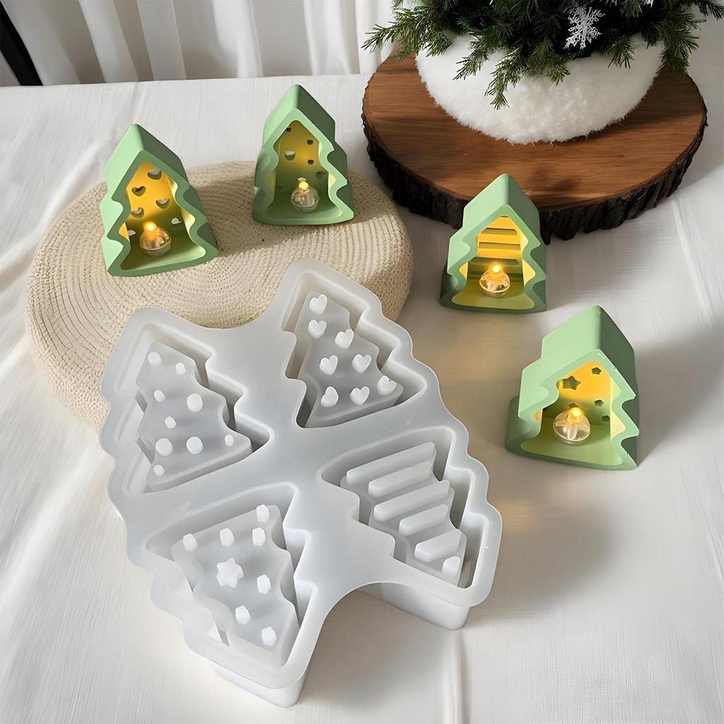 Christmas Tree Mold Christmas Tree Silicone Resin Casting Molds Home Ornament Mould Crafts Supplies For Plaster Wax Resin Cake