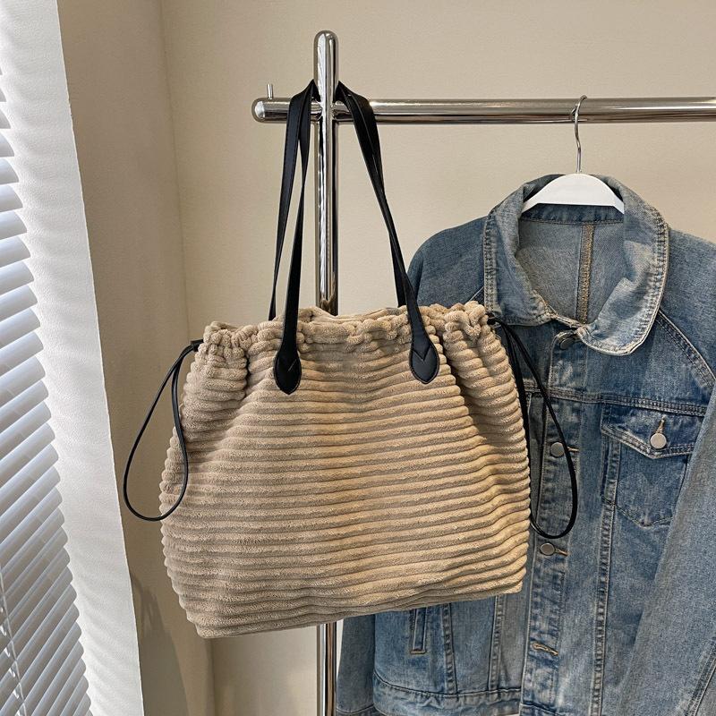 Autumn/winter Corduroy Shoulder Bags Large Capacity Furry Women's Bags High Quality String Soft Versatile Handbags CLE