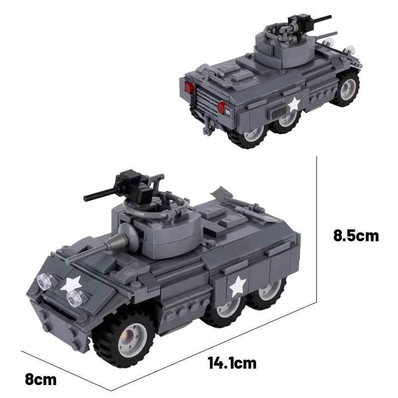 WW2 Military US Minesweeper Tank Building Blocks Army War Soldiers Weapon M8 Armored Vehicle Model MOC Bricks Boys Toys Gifts