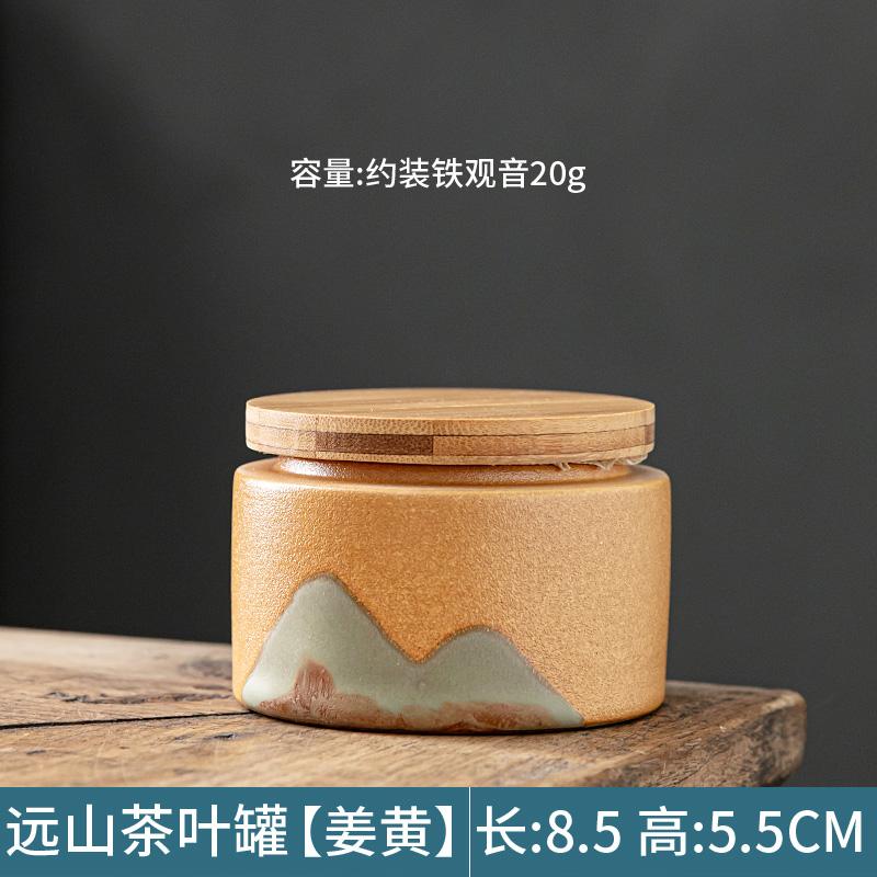 Cylindrical Mini Ceramic Tea Caddy with Wooden Lid Retro Household Sealed Bottle Box Candy Jar Jewelry Box Gift Jar Home Decor