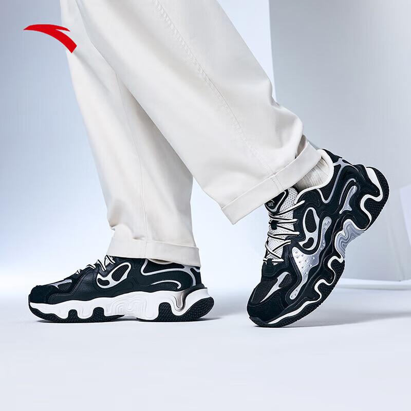 Anta Versatile Simple Shock Absorbing Non-Slip Low-Top Casual Shoes Men Sneakers Black White Silver 112428855-2