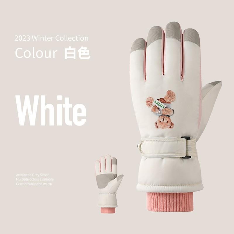 Ski Gloves Fleece Men's and Women's Ski Gloves Female Students Outdoor Electric Vehicle Riding Fleece Finger Gloves Men's Winter