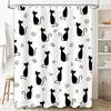 Modern Stylish Black Cat Shower Curtain for Bathroom Decor Polyester Fabric Waterproof Washable Customizable Size Available