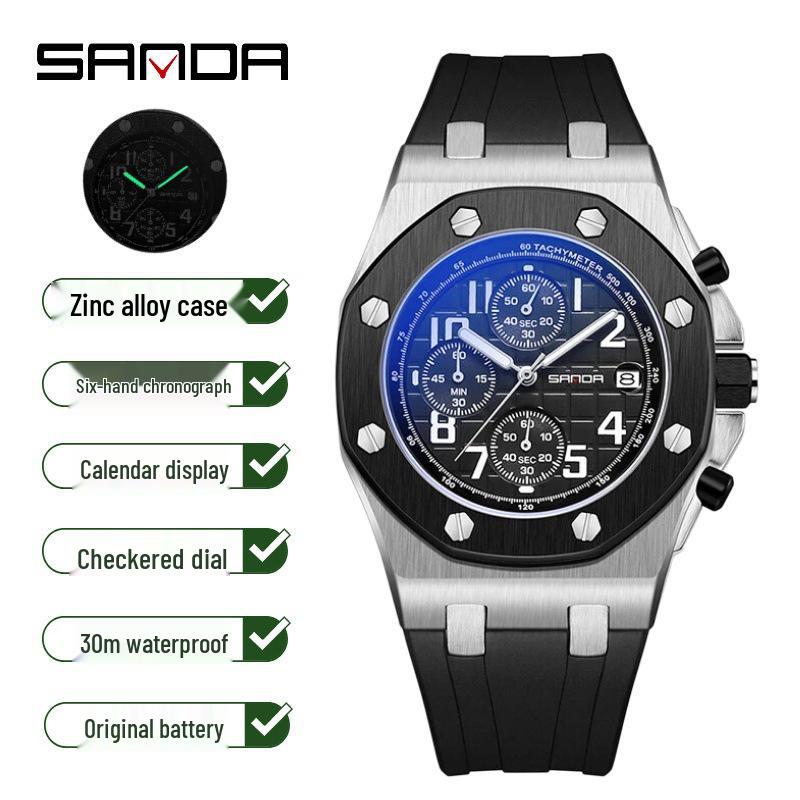 SADNA Men s Trendy Six-Needle Quartz Calendar Watch