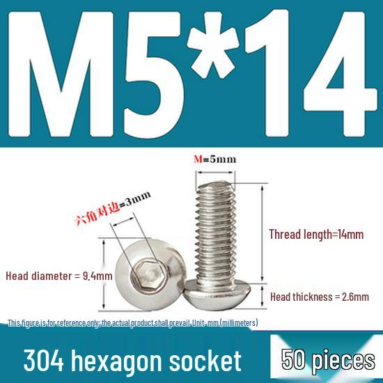 ISO7380 Stainless Steel Hex Drive Dome Head Screws - M2 to M16