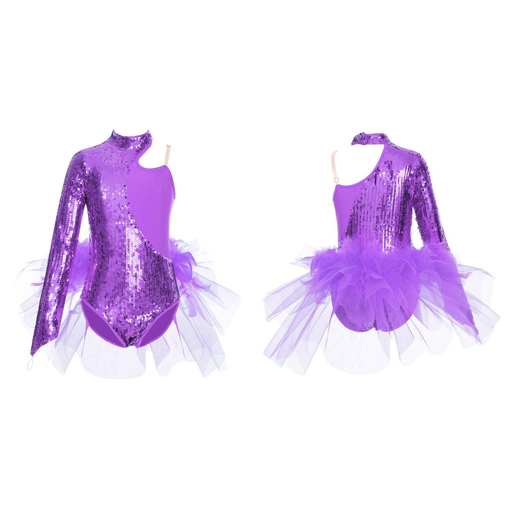 The Fancy Dress® Body da danza per bambine e ragazze, a maniche lunghe, per danza, da 5 a 13 anni, Body multi, 9-10 Anni