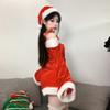 Christmas Clothing Atmosphere Wearing Velvet Long-sleeved Tube Top Red Dress Suit Women