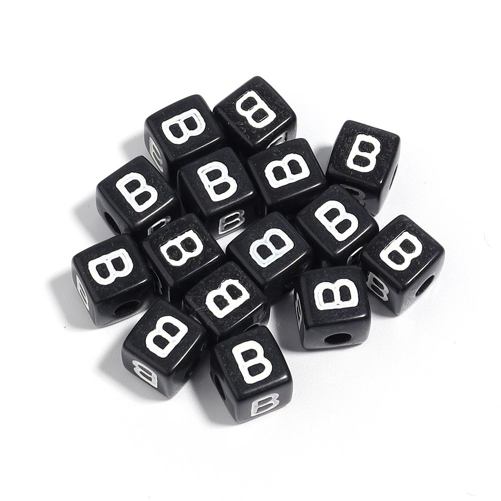 50-100 Stück Schwarze Acryl Buchstabenperlen A-Z Alphabetperlen Würfel Abstandshalterperlen Für DIY Armband Halskette Schmuckherstellung Zubehör
