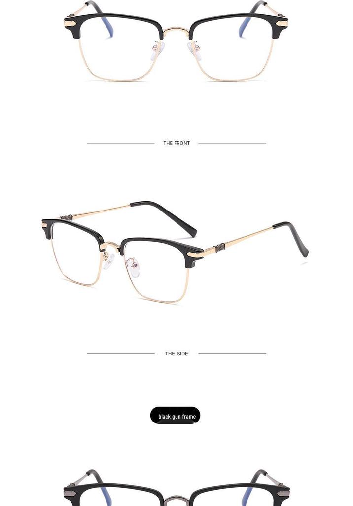 Men's Stylish Business Half-Frame TR Eyebrow Glasses with Anti-Blue Light Filter