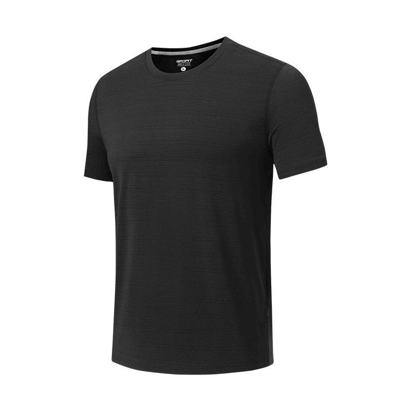 Men's Quick-Dry Short Sleeve Round Neck Sports T-Shirt: Breathable, Elastic, Plus Size Top for Running & Fitness