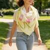 Bufanda de Mujer Patrón de Planta y Flor Hebilla Metálica Magnética Textura Suave Bufanda Protección Solar y del Viento Pañuelo para la Cabeza Accesorios de Playa y Viaje