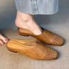 A sheepskin version of French retro woven headband half-slipper a fashionable and lazy woman can be worn outside with one foot