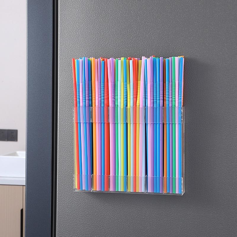 5/6 Grids Reusable Straw Holder, Kitchen Countertop Storage Rack With Strong Double-Sided Tape, Suitable For Countertops Cabinet