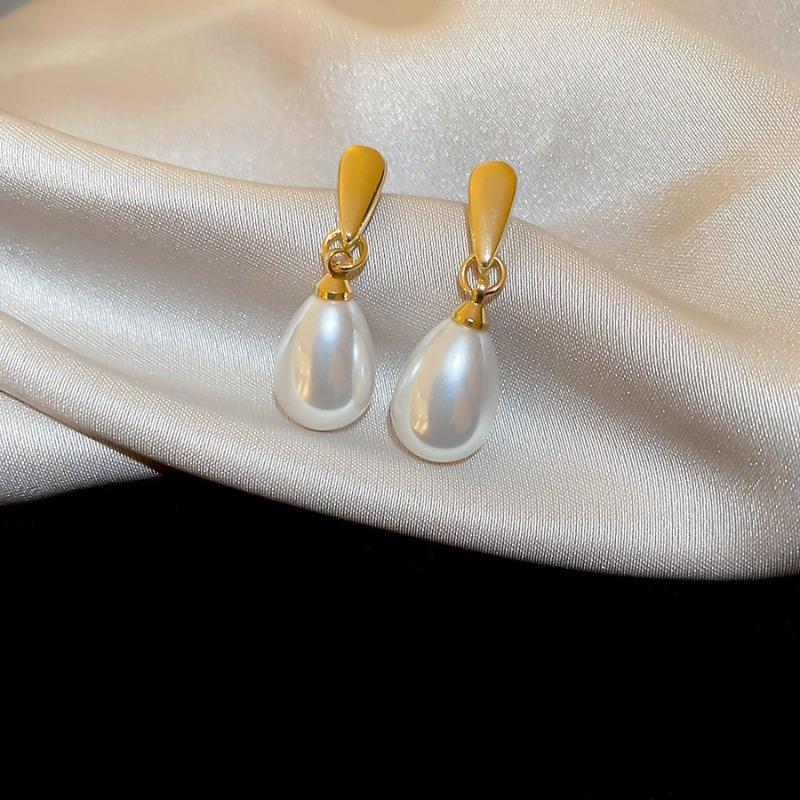 French Silver Needle Diamond Pearl Pendant Earrings Light Luxury Delicate Personality Earrings Design Sense Niche Earrings Women