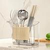 Bamboo Wood Grain Chopstick Holder with Draining Rack