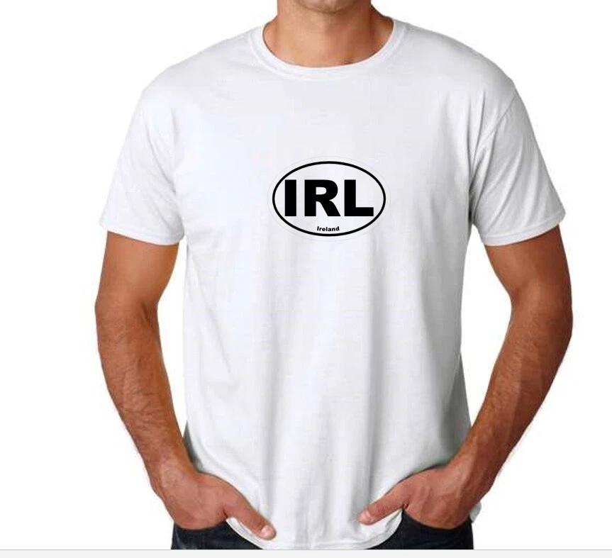 IRL Country Code Oval Ireland T-Shirt Irish Europe Euro Black White Tee Shirt S