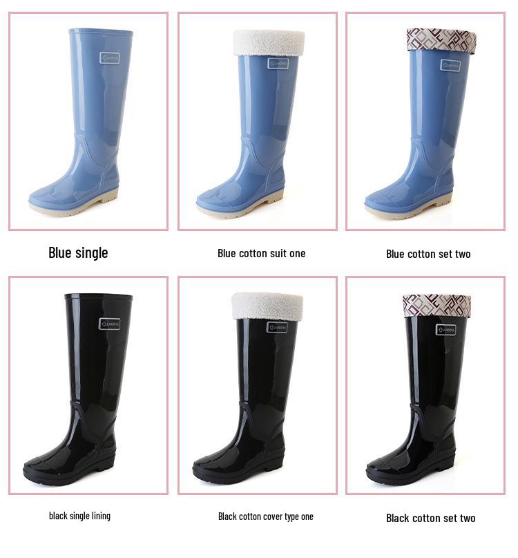 Женские 42 см Очень Высокие Нескользящие Утолщенные Водонепроницаемые Резиновые Сапоги для Путешествий, Уборки Столовой и Модной Носки