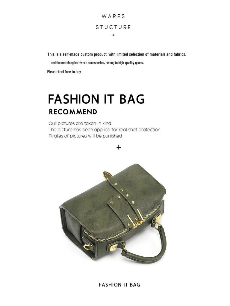 Olive Green Retro Women's Handbag with Cute Pendant - Versatile Commuter Tote