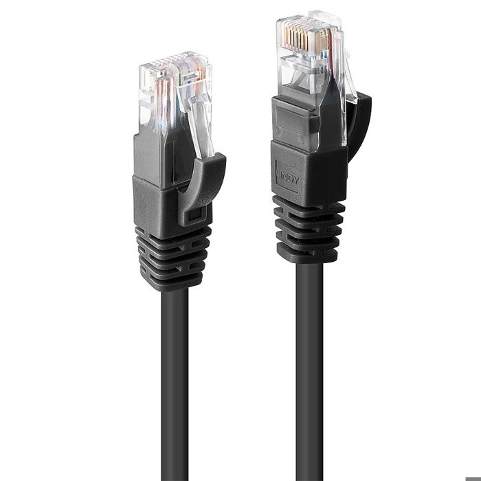 Lindy Cordon De Raccordement RJ-45 (M) Pour RJ-45 (M) 1 M UTP CAT 6 Moulé, Sans Crochet Noir