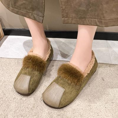 Mode Europäische und Amerikanische Retro Plüsch Damen Schuhe 2024 Neu Splicing Design Sinn Atmungsaktive Baumwollschuhe Plüschschuhe Zapatos Mujer