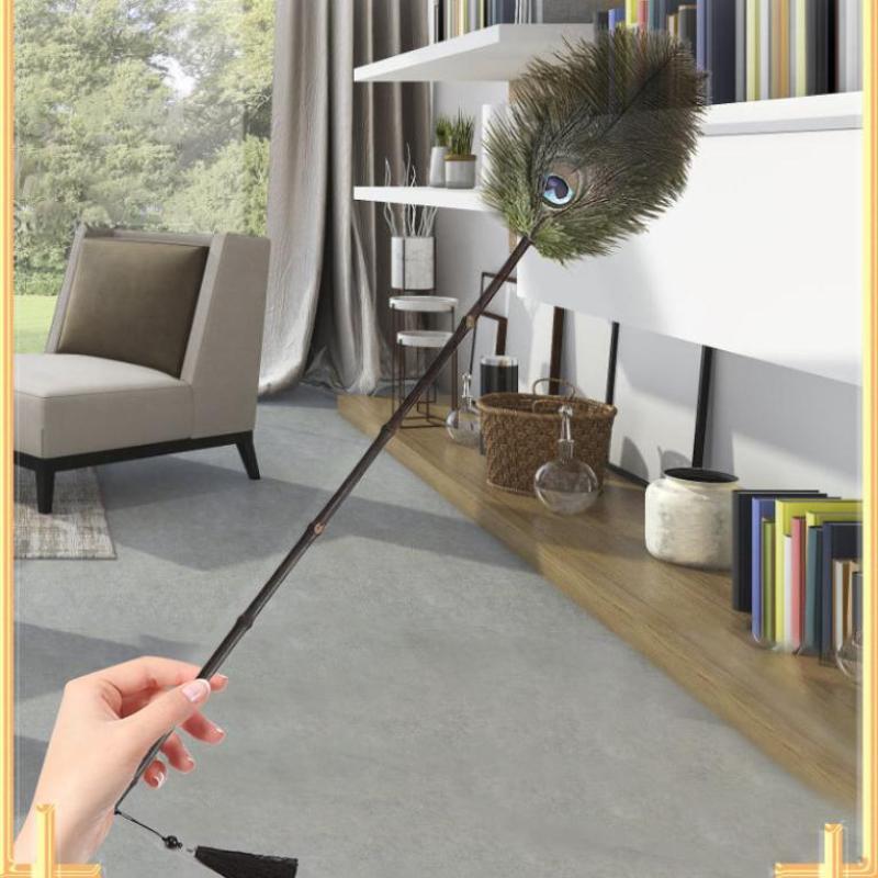 Portable Peacock Ostrich Feathers Duster Brush Handle Anti-Static Cleaning Tools Household Dust Sweeping Brushs Multi-Function