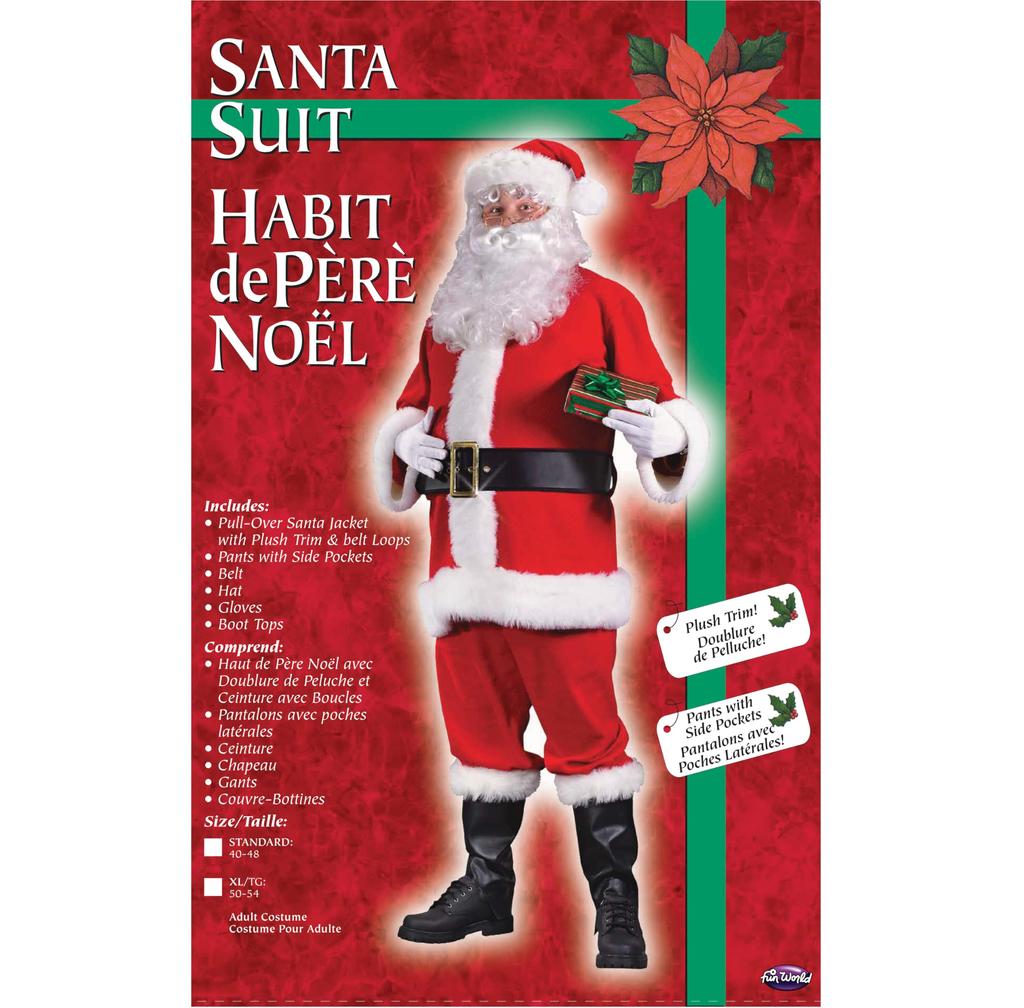 Fun World 7510FW Adult Plus Size Flannel Santa Suit