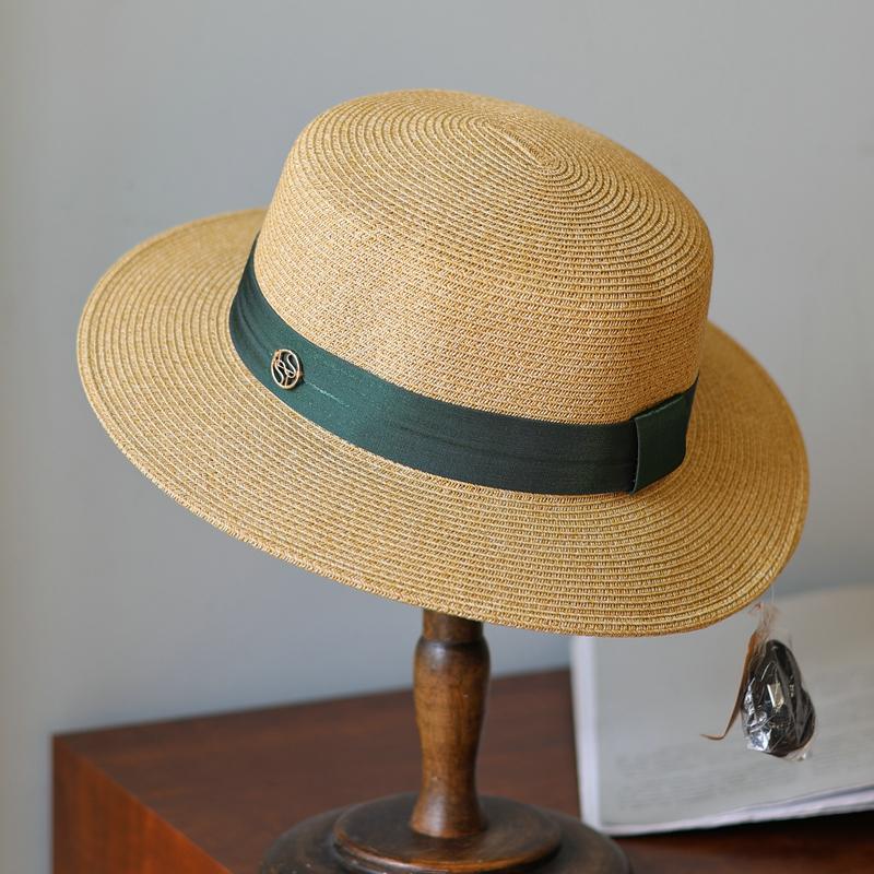 

Дизайн M стандартная шляпа с плоским верхом и плоскими полями женская весенне-летняя солнцезащитная шляпа ретро шляпа модная дорожная соломенная шляпа adult average size adjustable зелёный