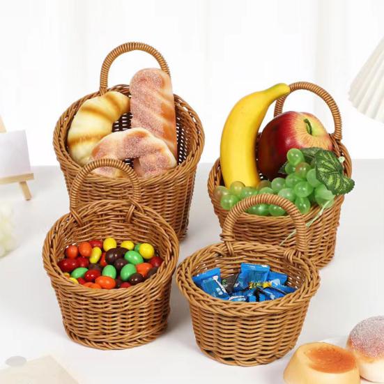 Woven Basket with Handle Rustic Storage Basket Wall Hanging Basket for Fruits Vegetables Snacks Home Farmhouse Kitchen Bathroom Bedroom Storage
