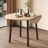Folding Dining Table, 100 x 100 cm, suitable for 2-4 people, round, metal legs, foldable tabletop, suitable for small apartments, oak color