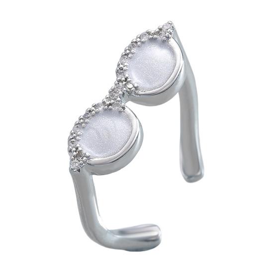 Couple Finger Ring Mini Glasses Adjustable Ring Sparkling Rhinestone Encrusted Fingertip Ring Finger Accessory