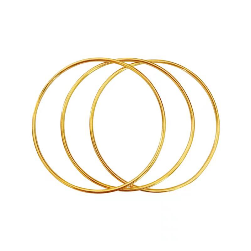Fashionable Simple Plain Ring Bracelet For Women Round Elegant Gold Color Bangle Luxury Accessories Jewelry Gift